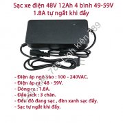  Sạc xe điện 48V 12Ah 4 bình 48-59V 1.8A tự ngắt khi đầy